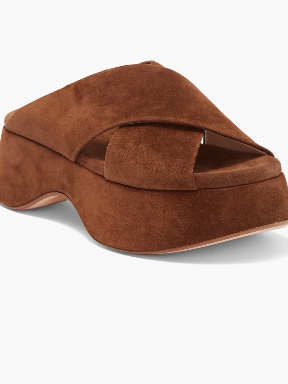Agl cognac Suede Cross-Strap Platform Slides